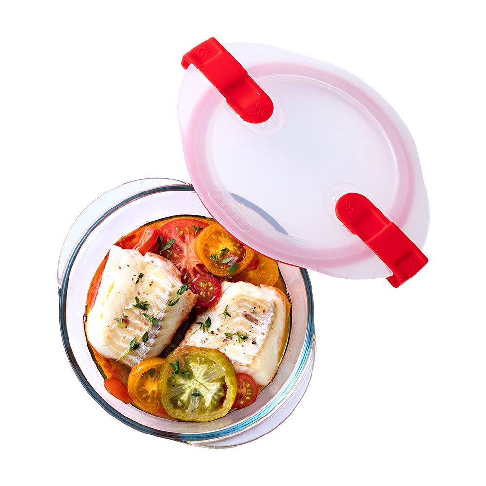 Pyrex Yuvarlak Kapaklı Mikrodalga Kullanımına Uygun Saklama Kabı 2.3 L