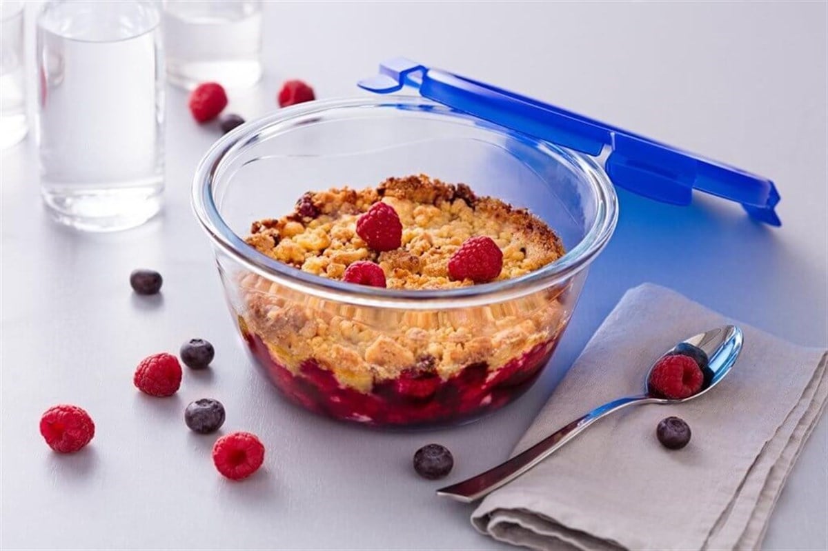 Pyrex Yuvarlak Kapaklı Saklama Kabı 20 cm Mavi