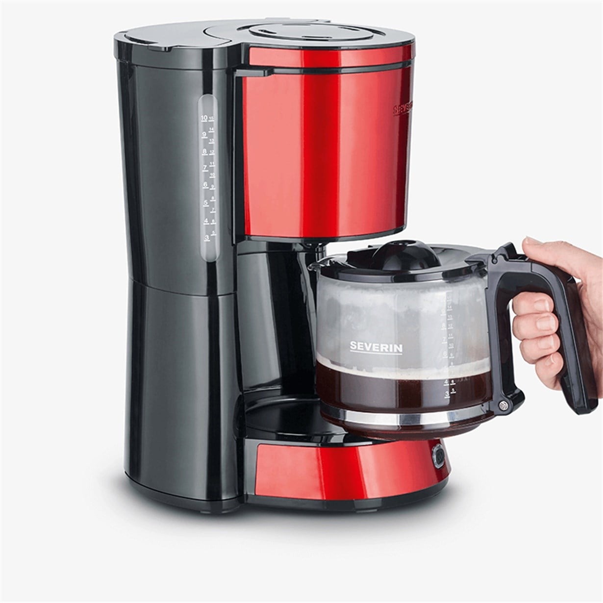 Severin KA-4817 Cam Hazneli Filtre Kahve Makinesi Kırmızı