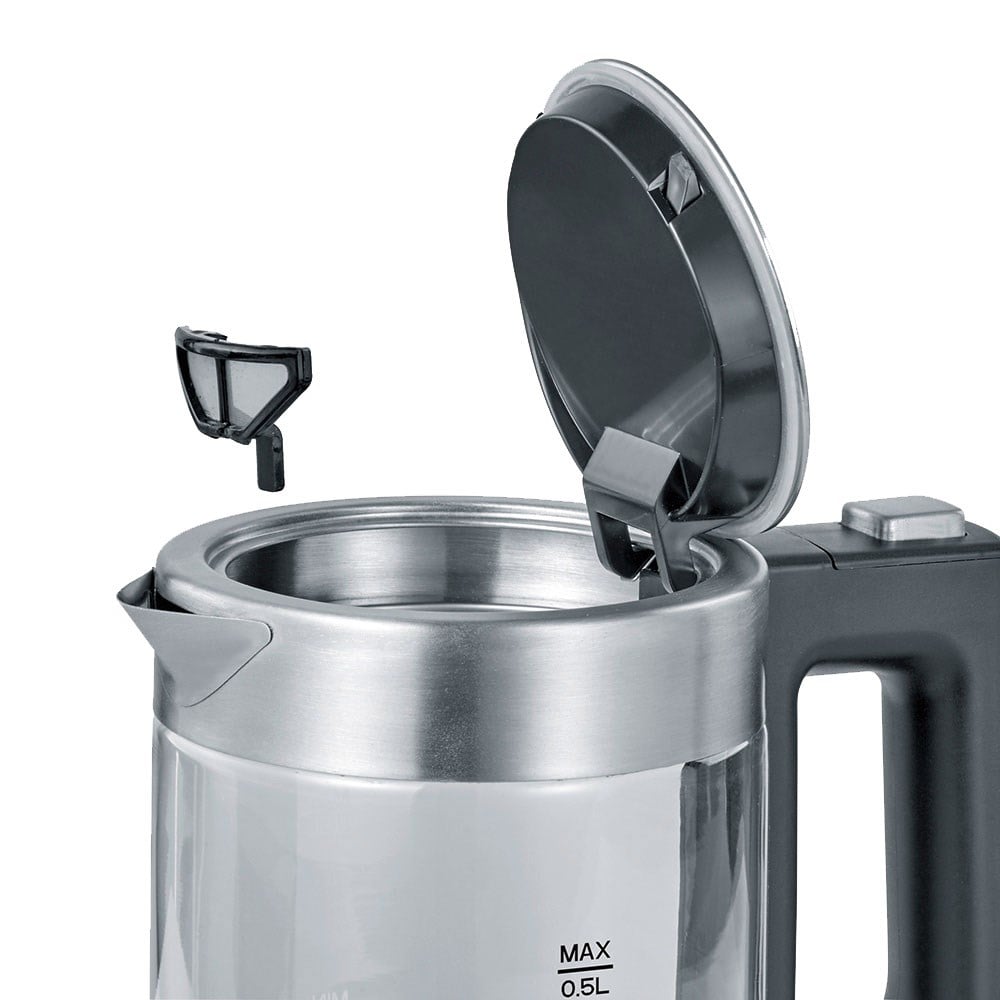 Severin WK-3472 Cam Hazneli Mini Su Isıtıcısı Kettle 500 ml Gri