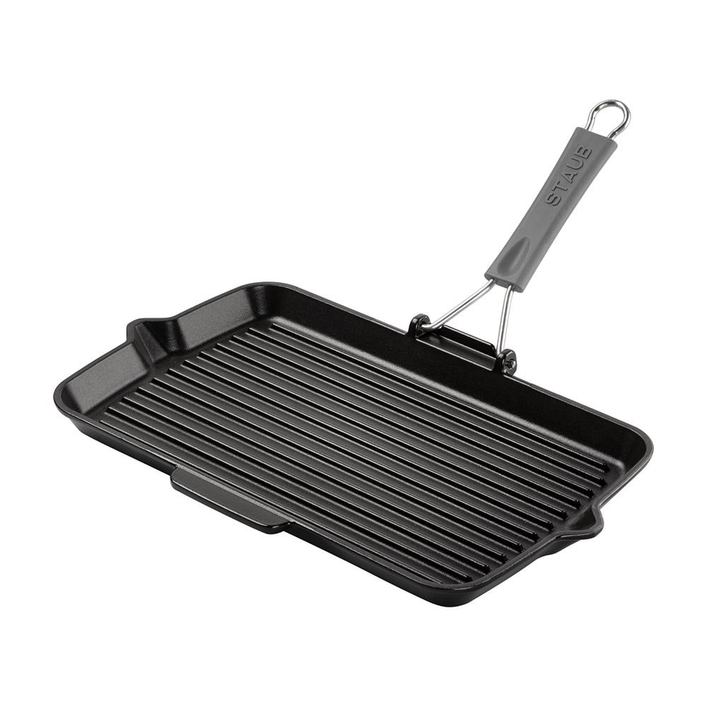 Staub Döküm Izgara Tava Katlanır Saplı 34 x 21 cm Siyah