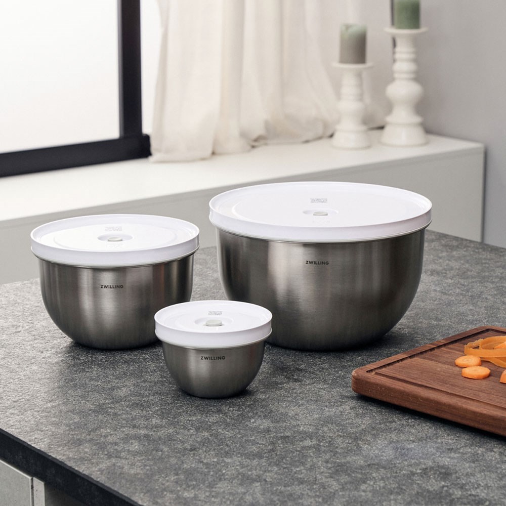 Zwilling Fresh & Save 3 Parça Paslanmaz Çelik Vakumlu Saklama Kase Seti S/M/L Boy