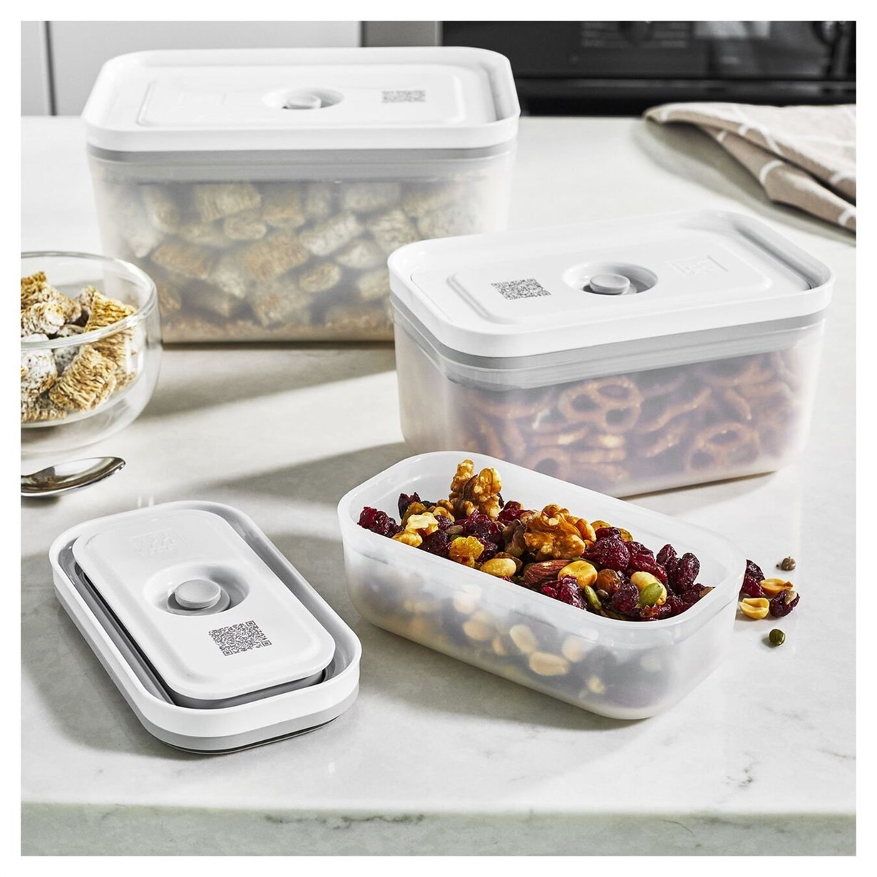 Zwilling Fresh & Save Vakumlu Saklama Kabı Seti S/M/L Yarı Şeffaf Gri