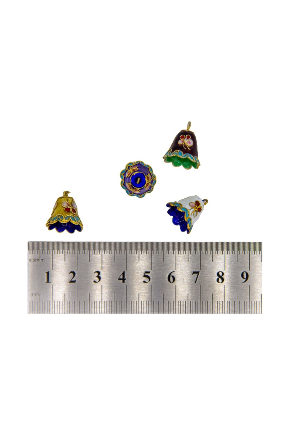 Altın Kaplama Cam Mineli Boncuk 13x15 mm