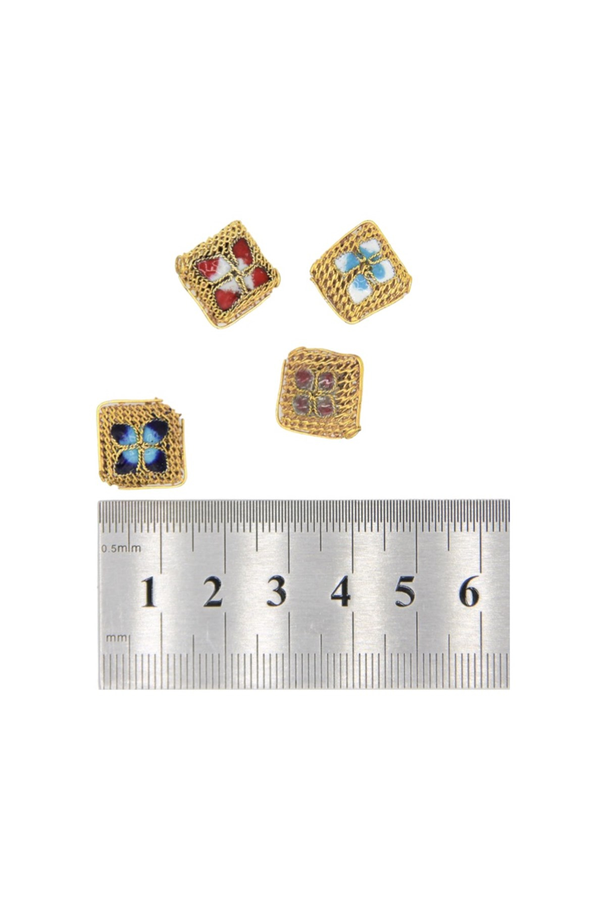 Altın Kaplama Cam Mineli Boncuk 8x15 mm