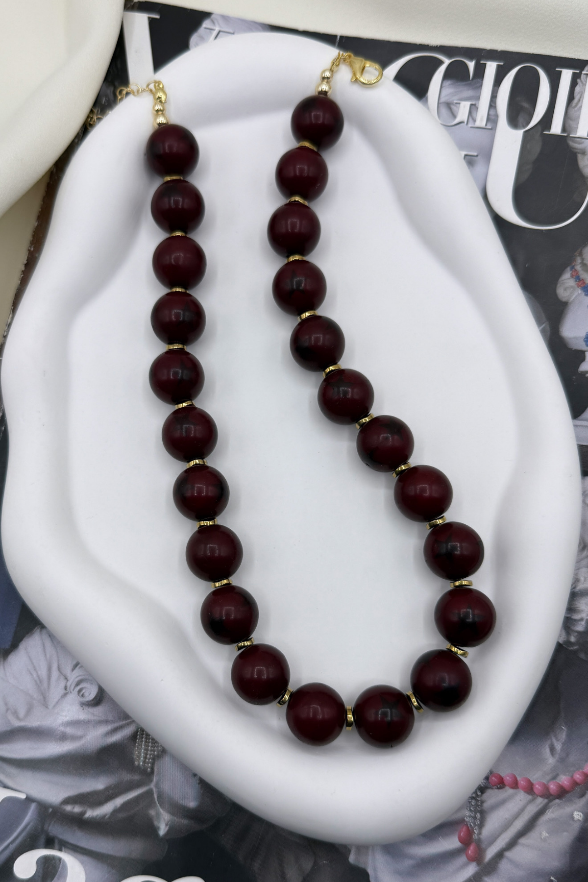 B039A14C- AHŞAP BONCUK DETAYLI KOLYE