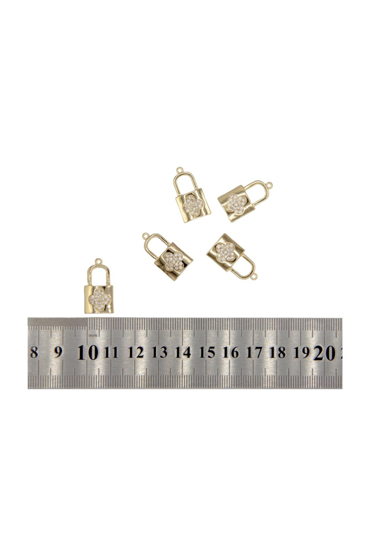 Zirkon Taşlı Kilit Detaylı Kolye Ucu