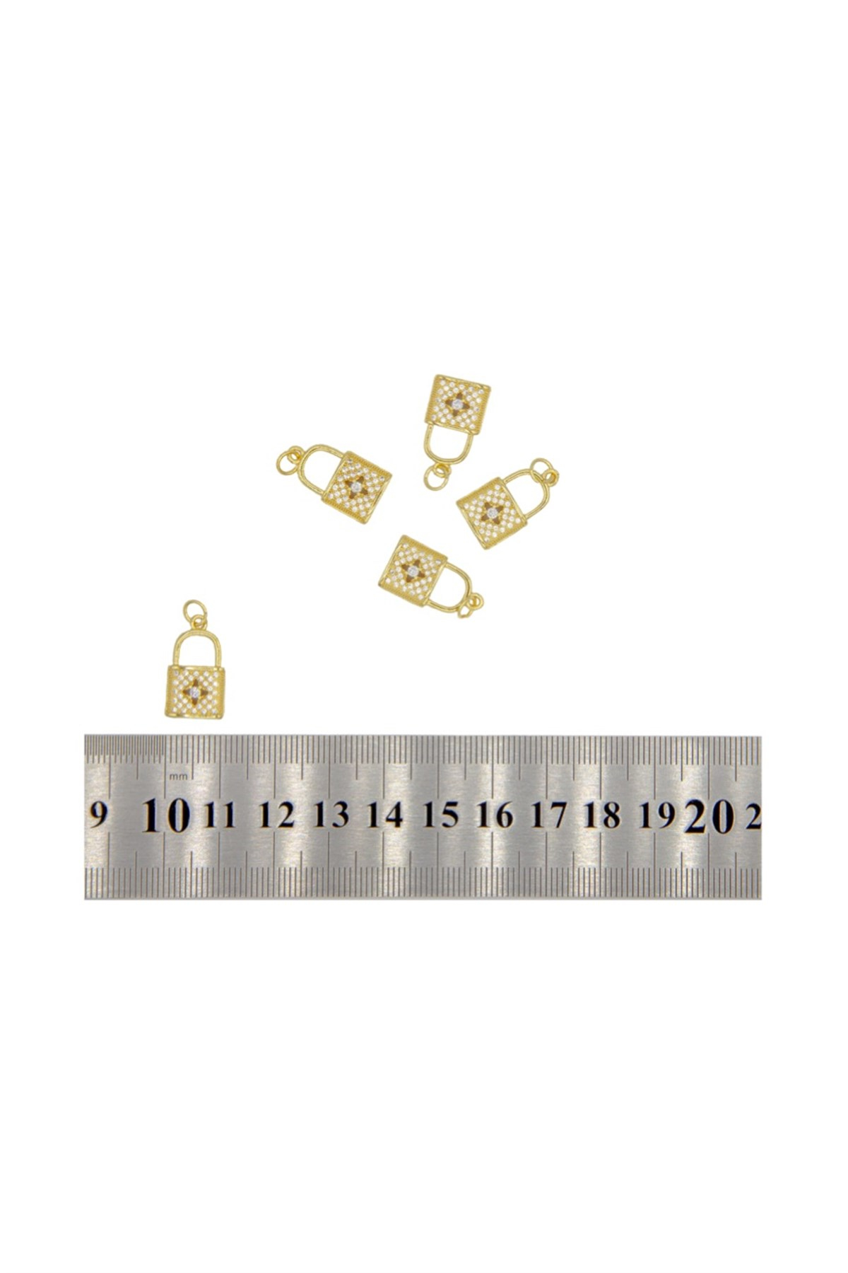 Zirkon Taşlı Kilit Detaylı Kolye Ucu