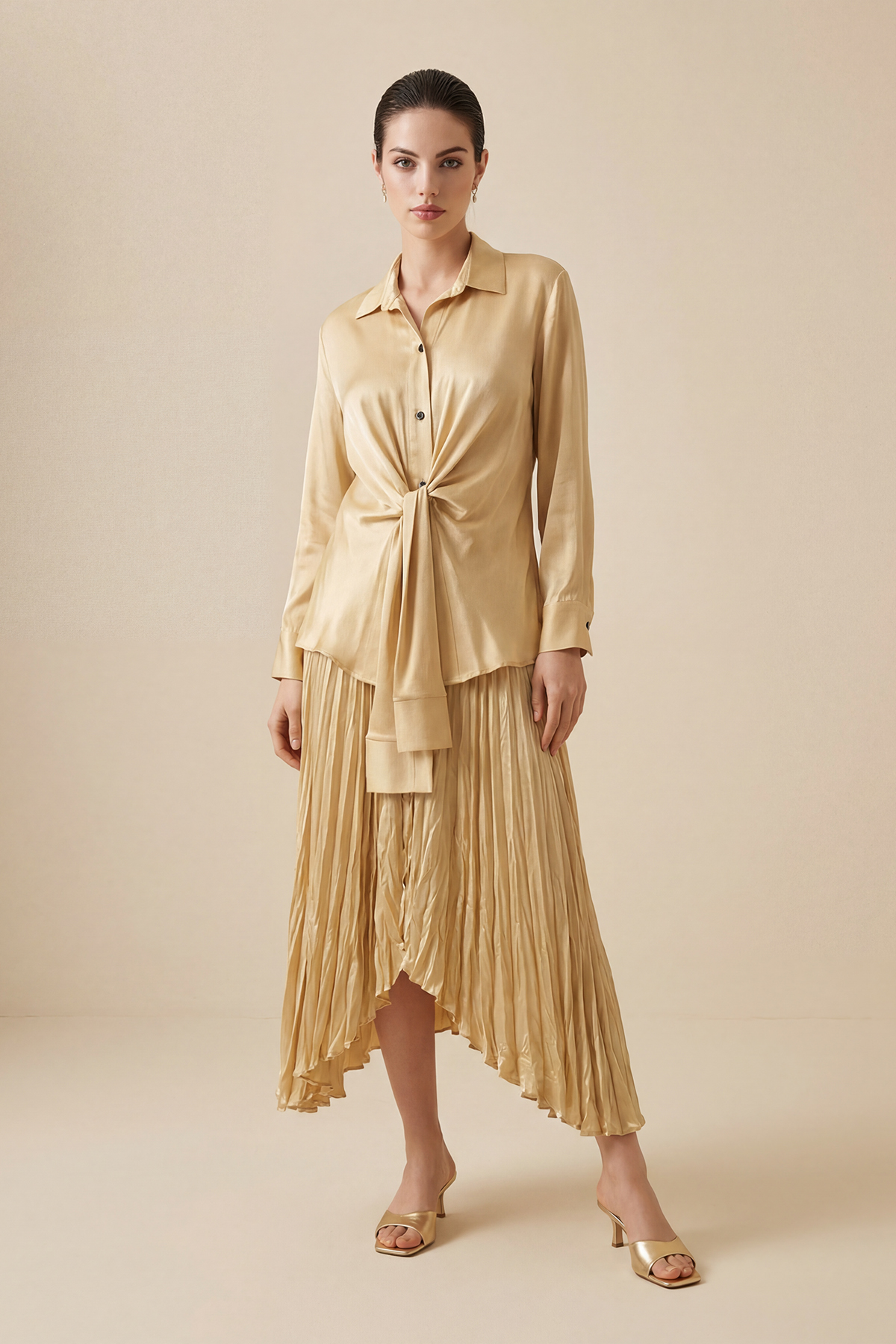 Amber Bağlama Detaylı Uzun Kollu Gömlek