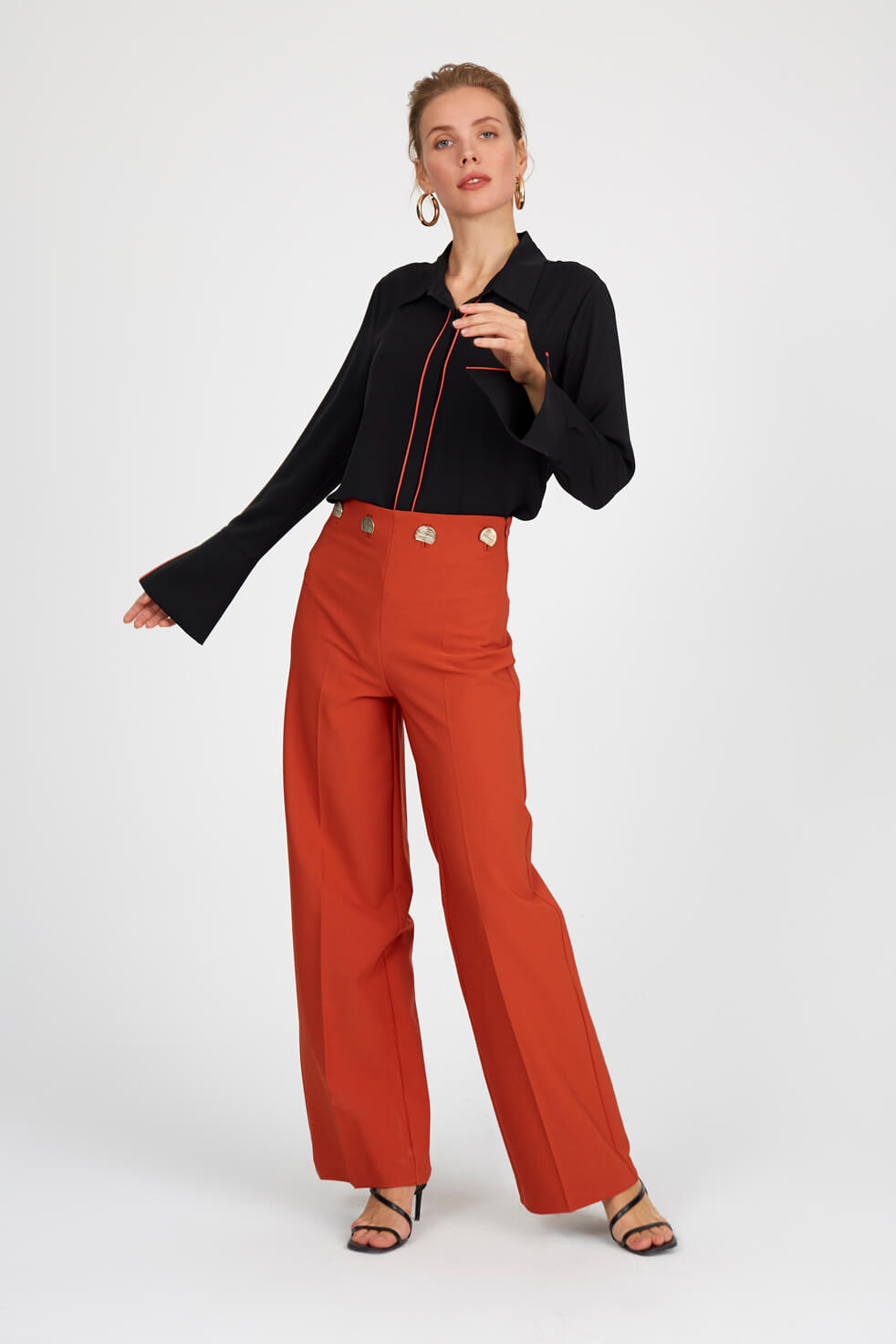 Pumpkin Flare High Waist Trouser