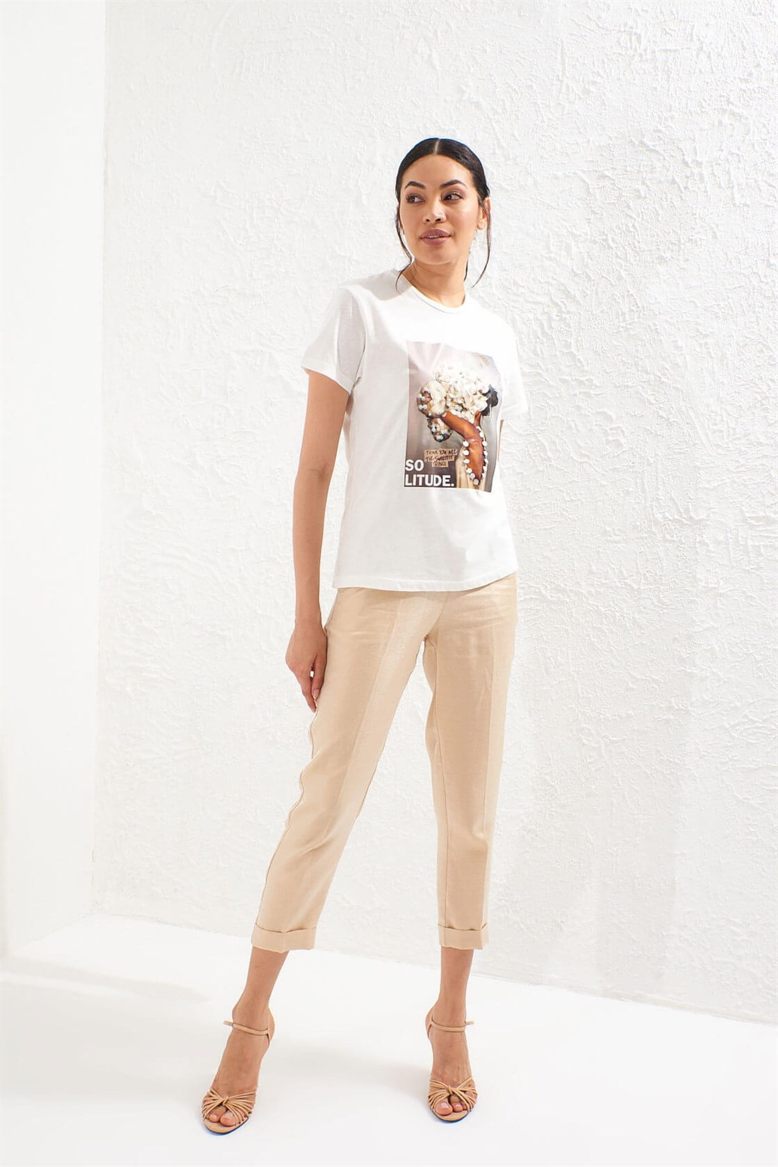 Ekru 2YM2CTS0130 T-SHIRT