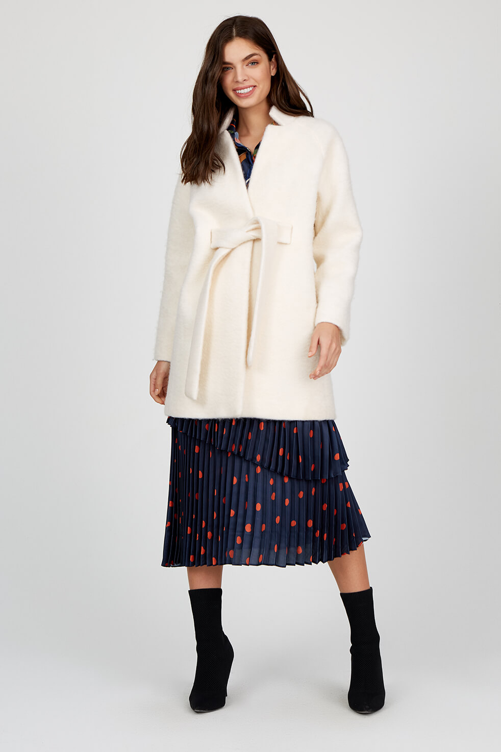 Ecru Belted Thick Coat