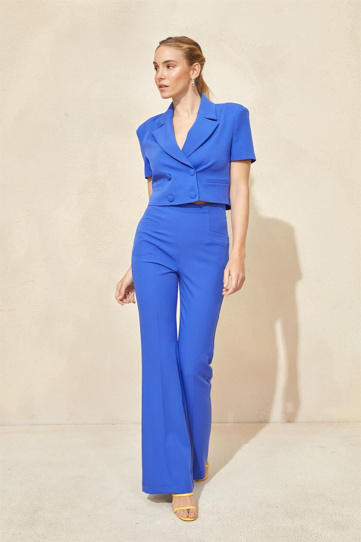 Saks Crop Ceket Yüksek Bel Pantolon TakımST060S90298002