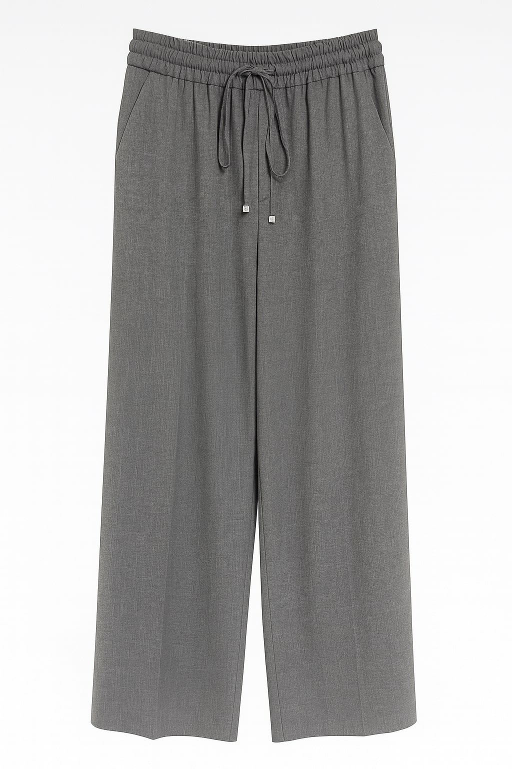 Gri Belden Lastikli Rahat Kesim Geniş Paça  Pantolon