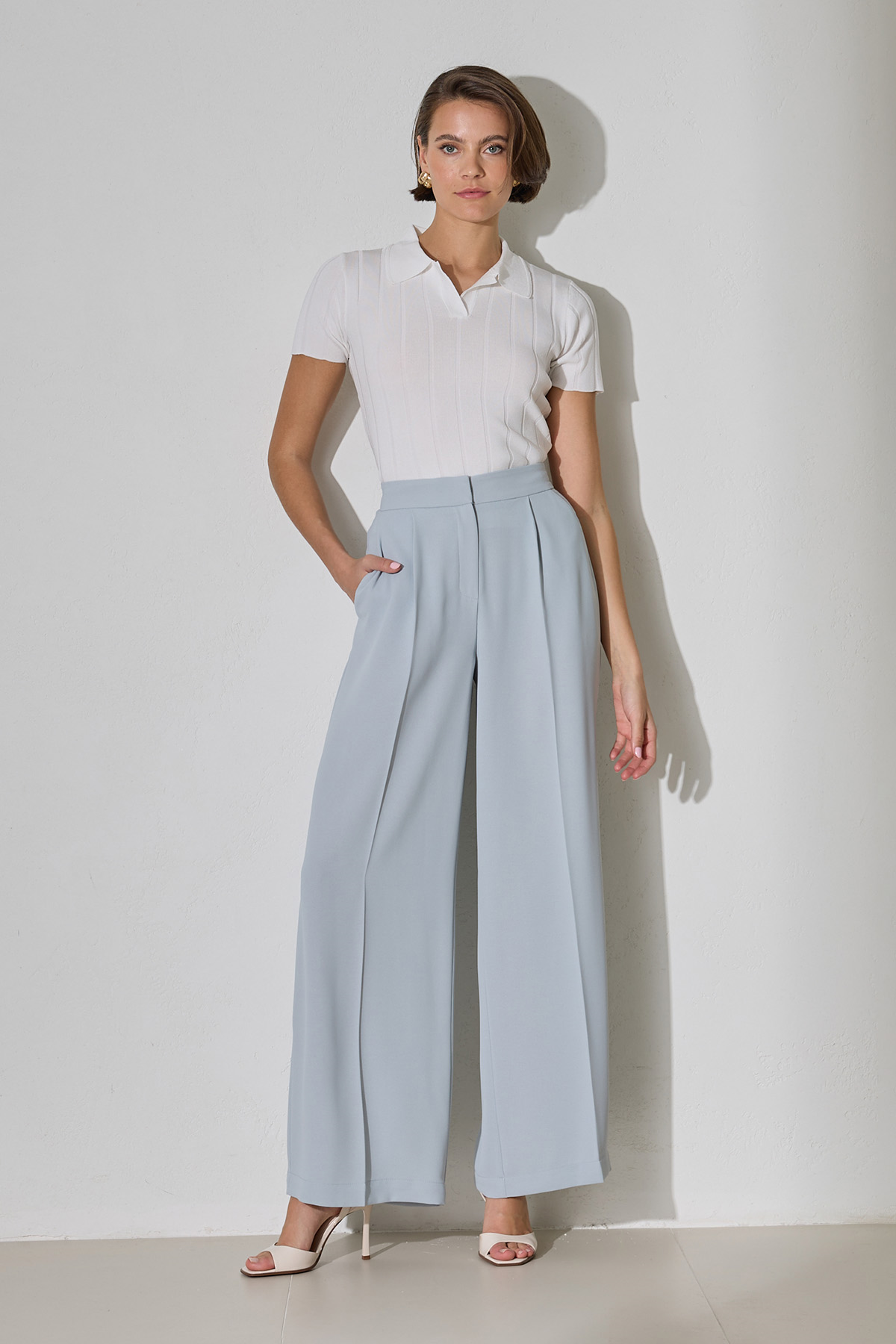 Puslu Yeşil Cep Detaylı Rahat Kesim Pantolon