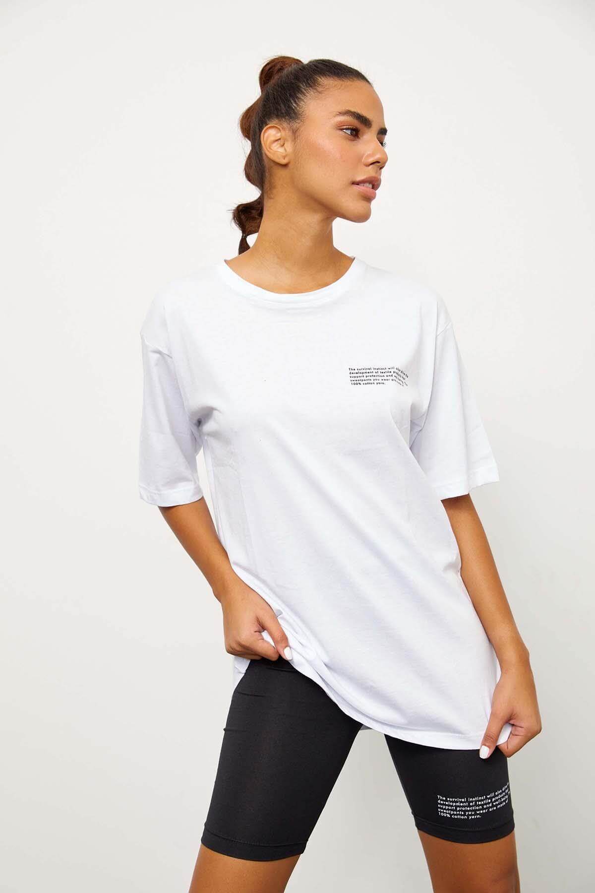 Siyah-Beyaz T-Shirt Bisikletçi Tayt TakımST060S83102001