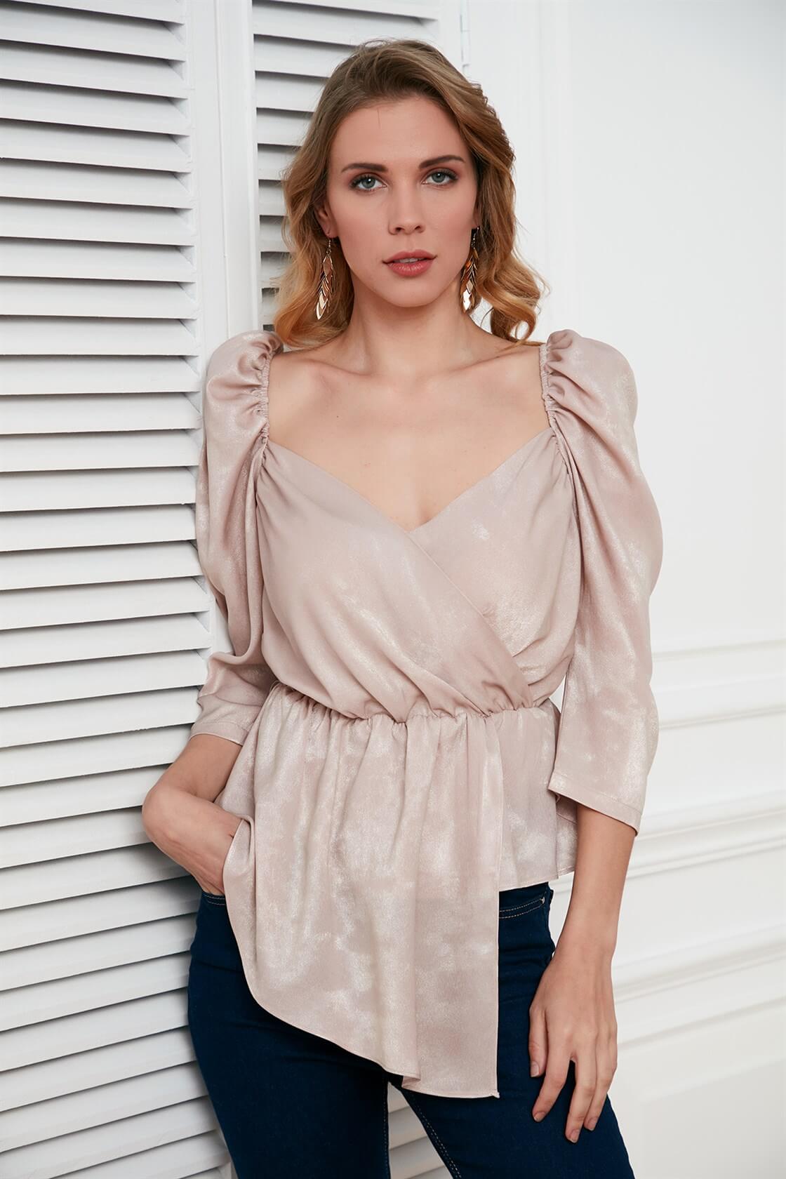Dusty Pink Crew Neck Waist Pleated Fabric Mix Maxi Length Vest