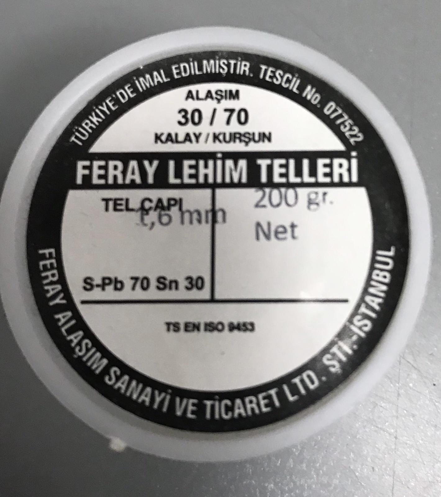 30/70 1,6 mm 200gr Lehim TeliFERAYHAVYA MALZEMELERİ VE SETLER