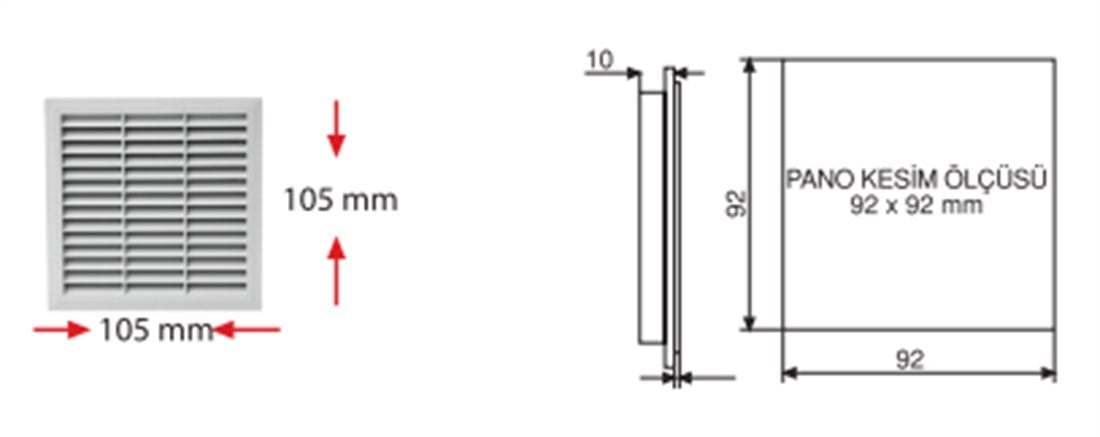90x90 mm fan filtresi