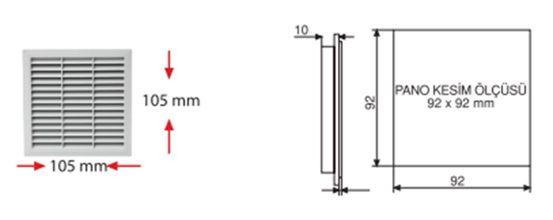 90x90 mm fan filtresi