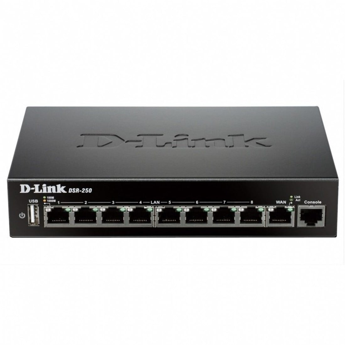 D-LİNK DSR-250 Güvenlik duvarı VPN, WAN + 1 bağlantı noktası 8 bağlantı noktalı LAN 10/100 / 1000Base-TX’i destekler