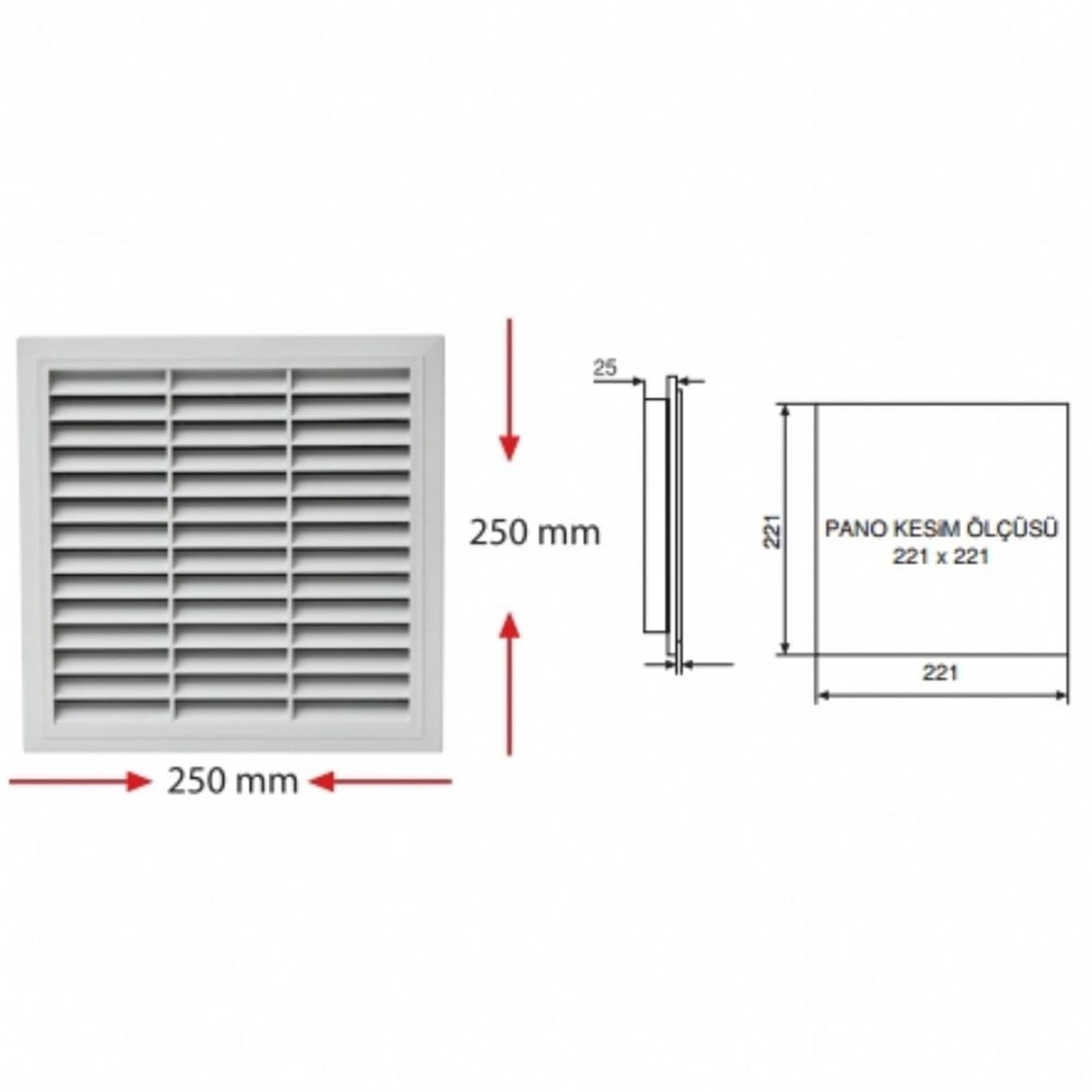 fan filtresi 255*255 mm davlumbazsız - 223*223 fana uyumlu