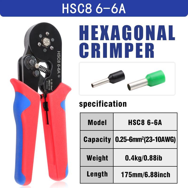 HSC8 6-6A 0,25-6 mm 6 Köşeli Yüksük Sıkma Pensesi