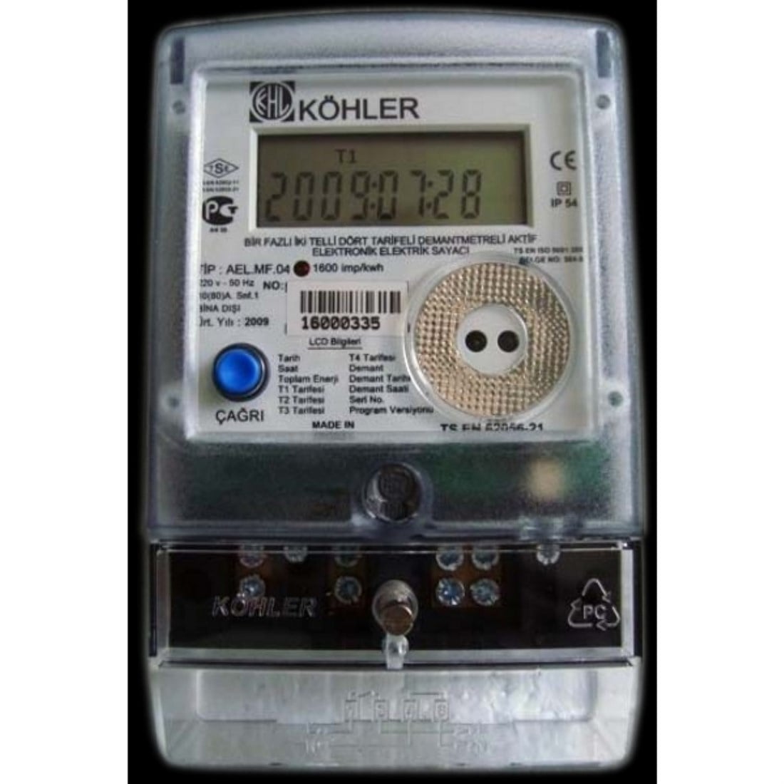 Köhler Monofoze Dijital Elektrik Sayacı