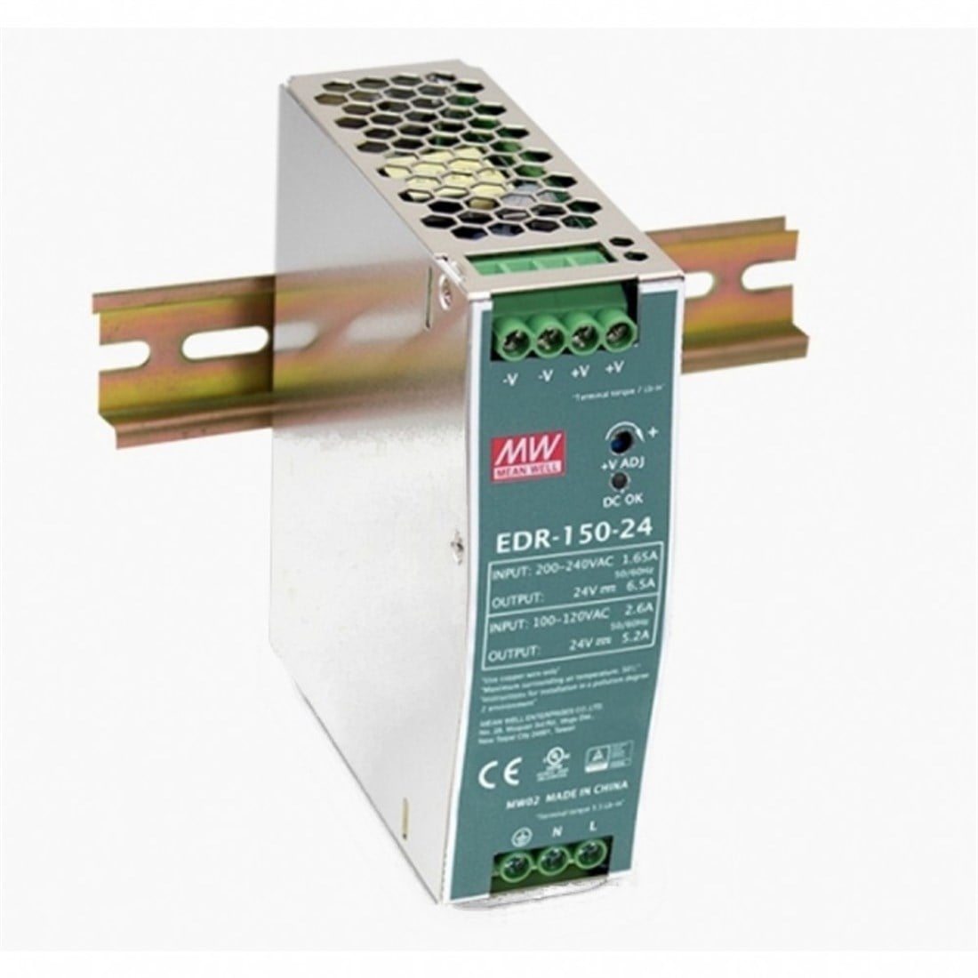 Meanwell EDR-150-24 Tek Faz Ray Montaj Güç Kaynağı