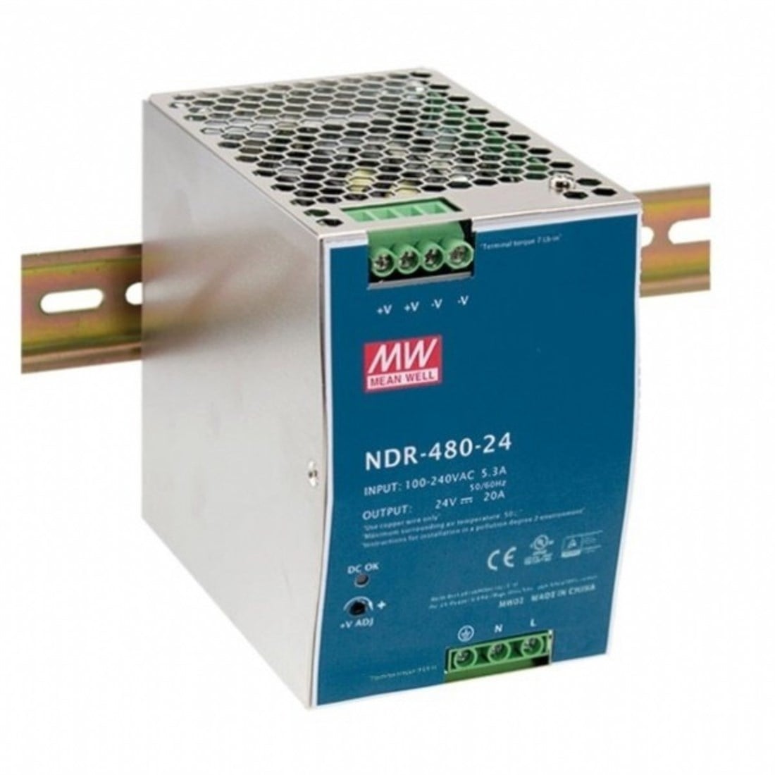 Meanwell NDR-480-48 Tek Faz Ray Montaj Güç Kaynağı