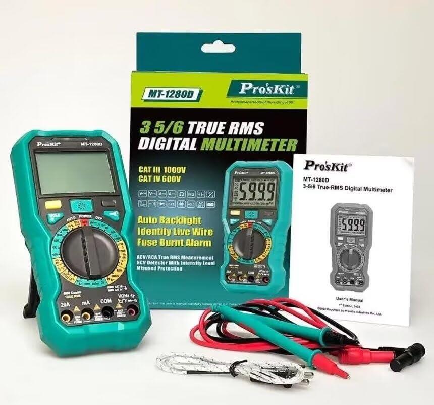 MT 1280D Proskit Cat3 1000V Dijital Multimetre True Rms