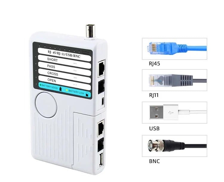 NF-3468 4'ü 1 Arada Kablo Test Cihazı RJ11 RJ45 USB BNCNOYAFAKablo, Tesisat ve Duvar Tarayıcılar