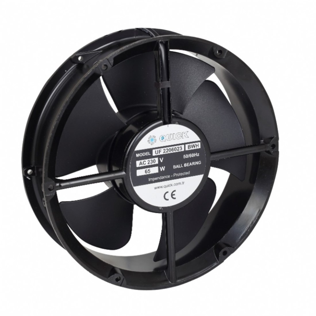Quick 200x200x60 Rulmanlı Yuvarlak Metal Kasa Fan 230VAC - UF-2206023 BWH