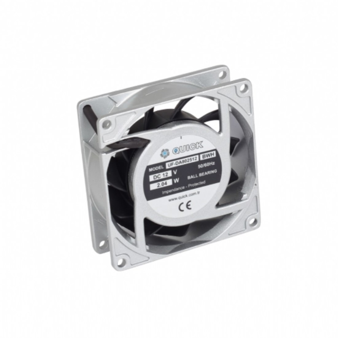 Quick 80x80x25 Rulmanlı Metal Kasa Fan 12V - UF-DA802512 BWH