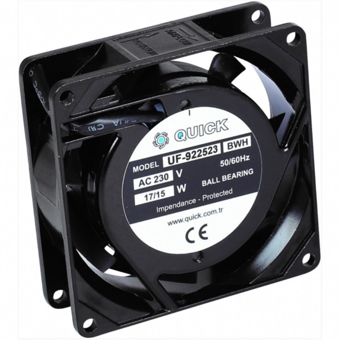 Quick 92x92x25 Rulmanlı Metal Kasa Fan 230VAC - UF-922523 BWH