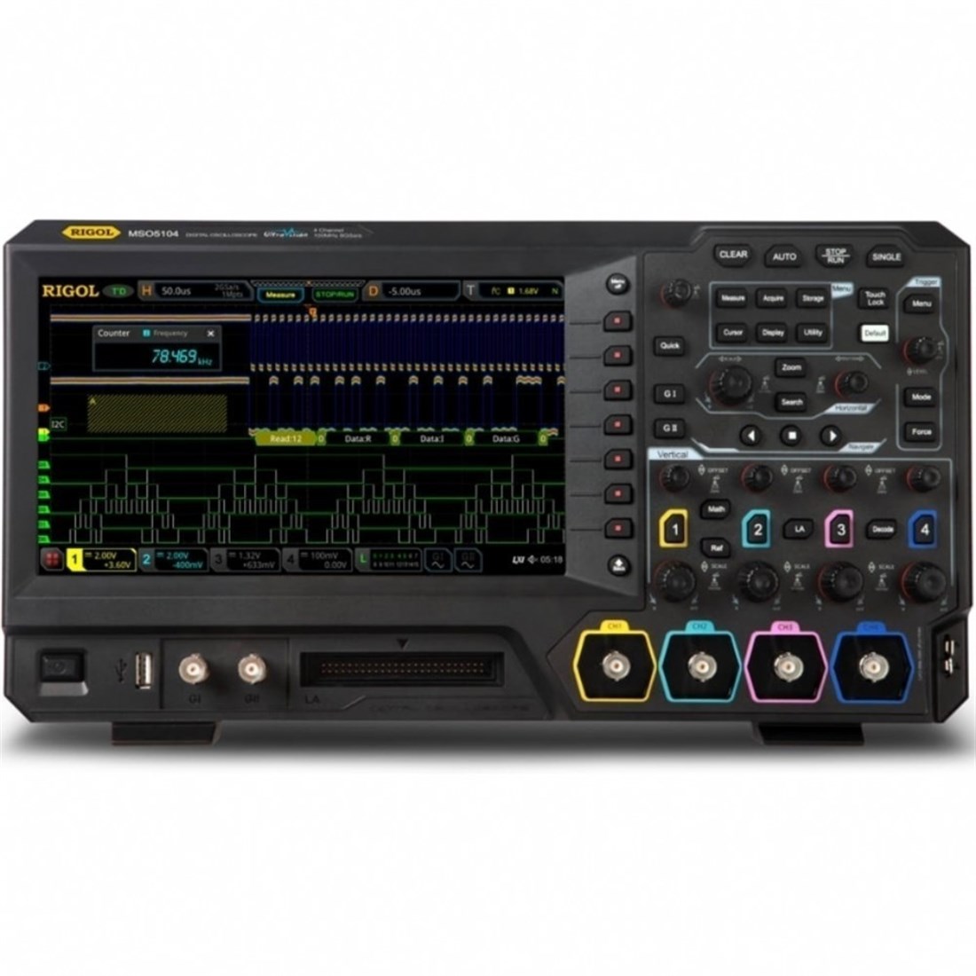 Rigol MSO5104 - 100MHz 4 Kanallı 8GS/S Lojik Analizörlü Dijital Osiloskop