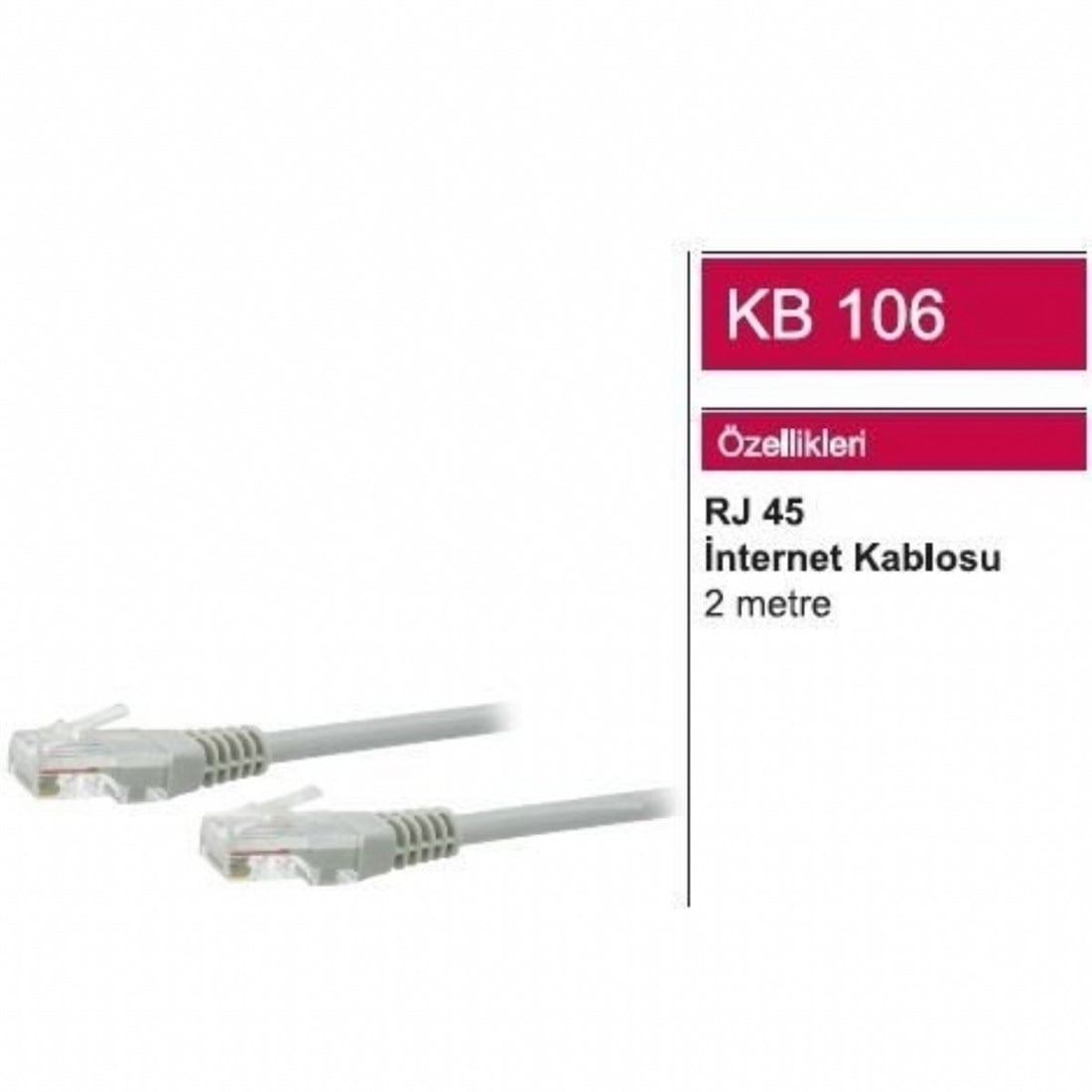 RJ 45 İNTERNET KABLOSU 2 MT KB 106A