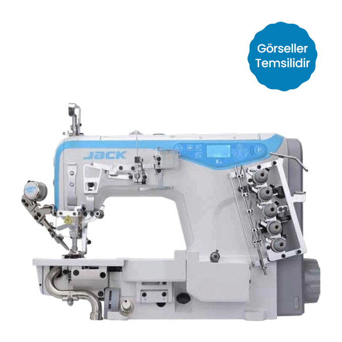 FDM Jack JK-K5-UTL-01GBX356/PL Burunlu Reçme Makinesi, İplik Kesicili, Direct Drive, Merdaneli, Havalı, Kafadan Motorlu, Tabla ve Tekerlekli Ayak 