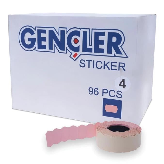 FDM | Gençler | 4 No | Açık Pembe Meto Etiketi | 96 Rulo | 1 Rulo 1000 Adet | Orta Yapışkanlı