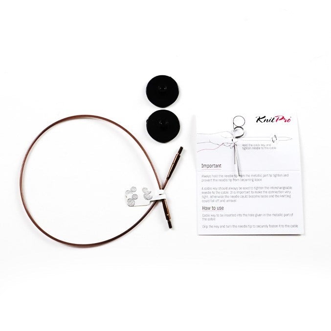 KnitPro | Ginger | Şeffaf plastik kordon | 50 cm | Kahverengi | Needle Rope | Nylon |  Natural/Brown |  Brown Single Cord | 29 cm-50 cm/20 '' Needle | 31292 |