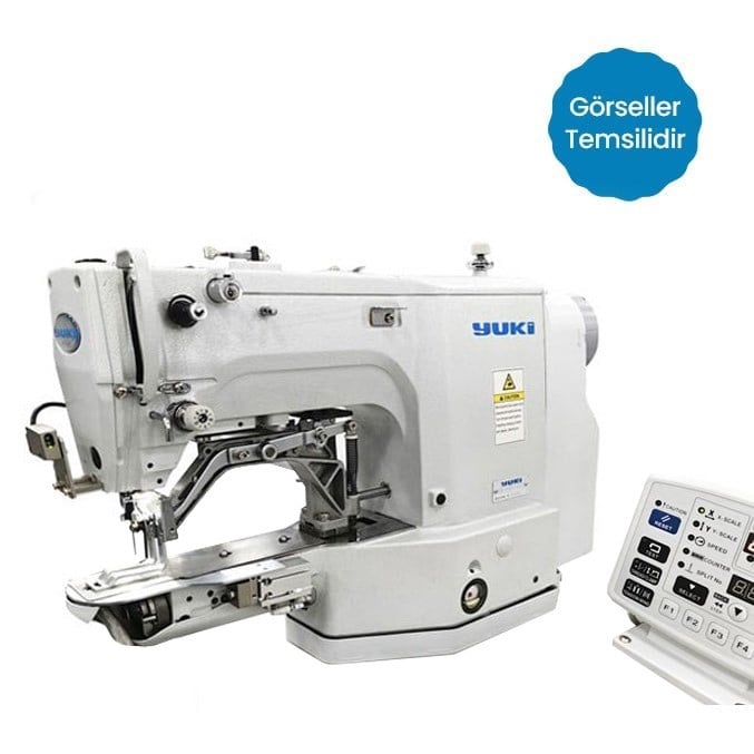 Yuki | YK-430D-06XL | Lok Ucu Punteriz Dikiş Makinası | 30X40mm | Direct Drive | Ayak Kaldırmalı | İplik Kesmeli | Kafadan Motorlu