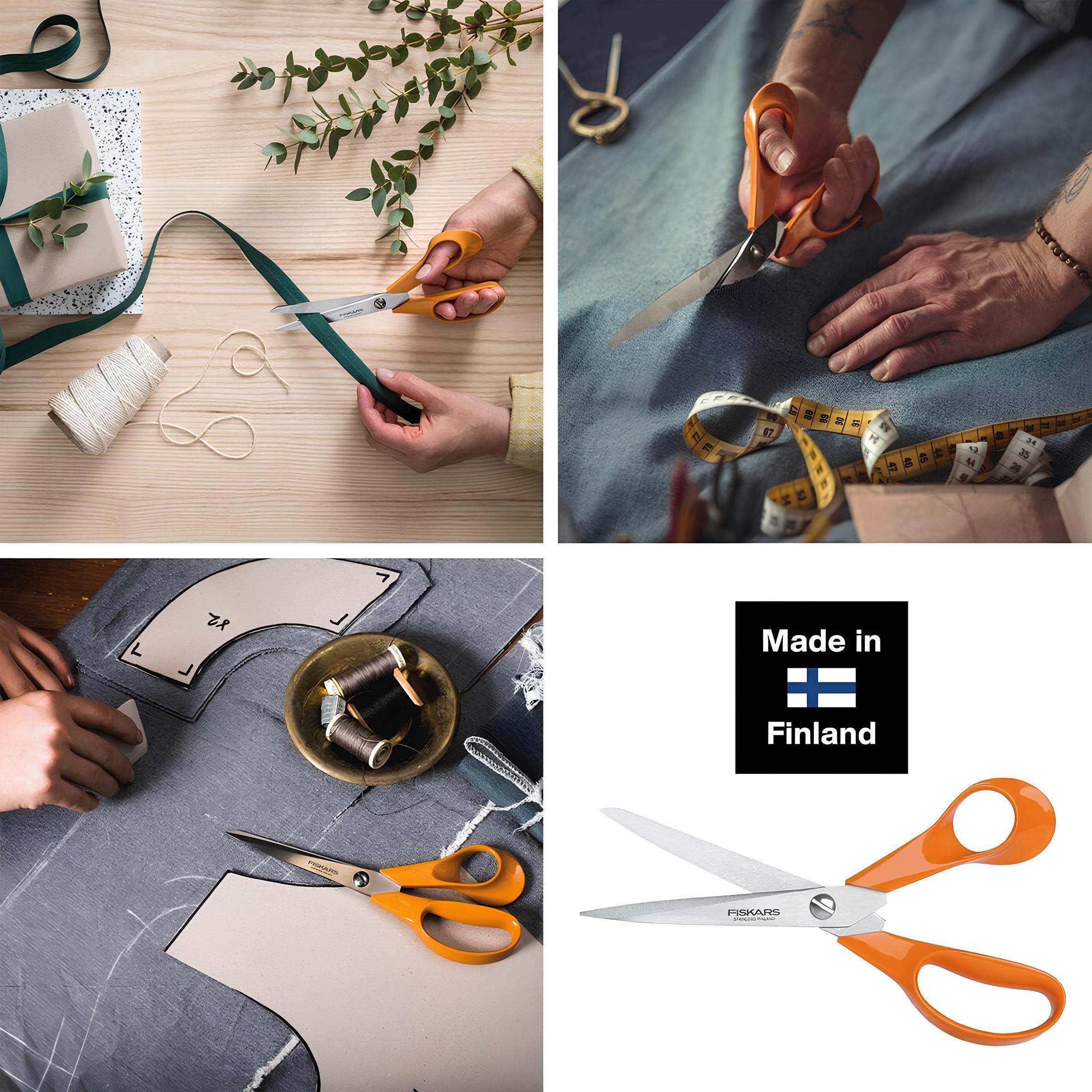 FDM Fiskars 9863 Kumaş Deri Ve Karton Makası Sarı Saplı D-216 No:9,5 (23,75 cm)