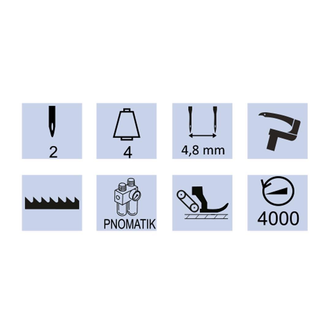 FDM Jack JK-T9280D-53-Q-1/8 3 İğne Zincir Dikiş Kollu Makinesi (3,2mm), Kot, Mekanik