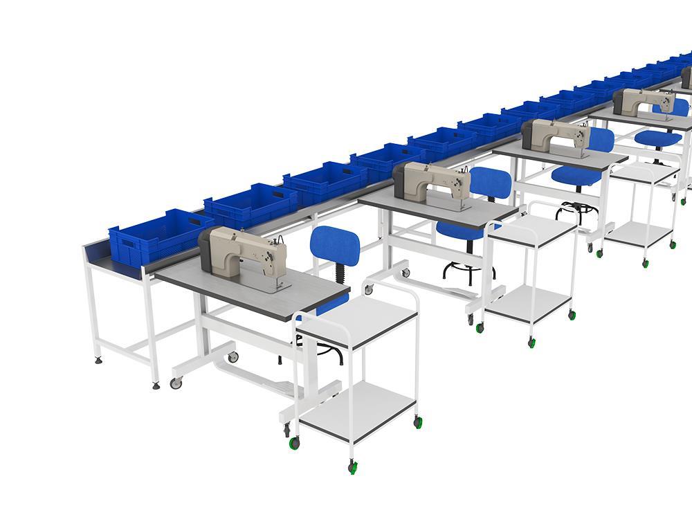 Fdm Makina Yanı Bant Masası (Bir Makina Başı)Sehpa+Yan Kanallı Masa T153