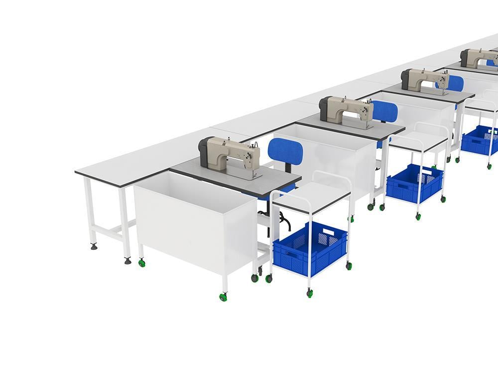 Fdm Makina Yanı Bant Masası (Bir Makina Başı)Tekne+Sehpa+Yan masa T152