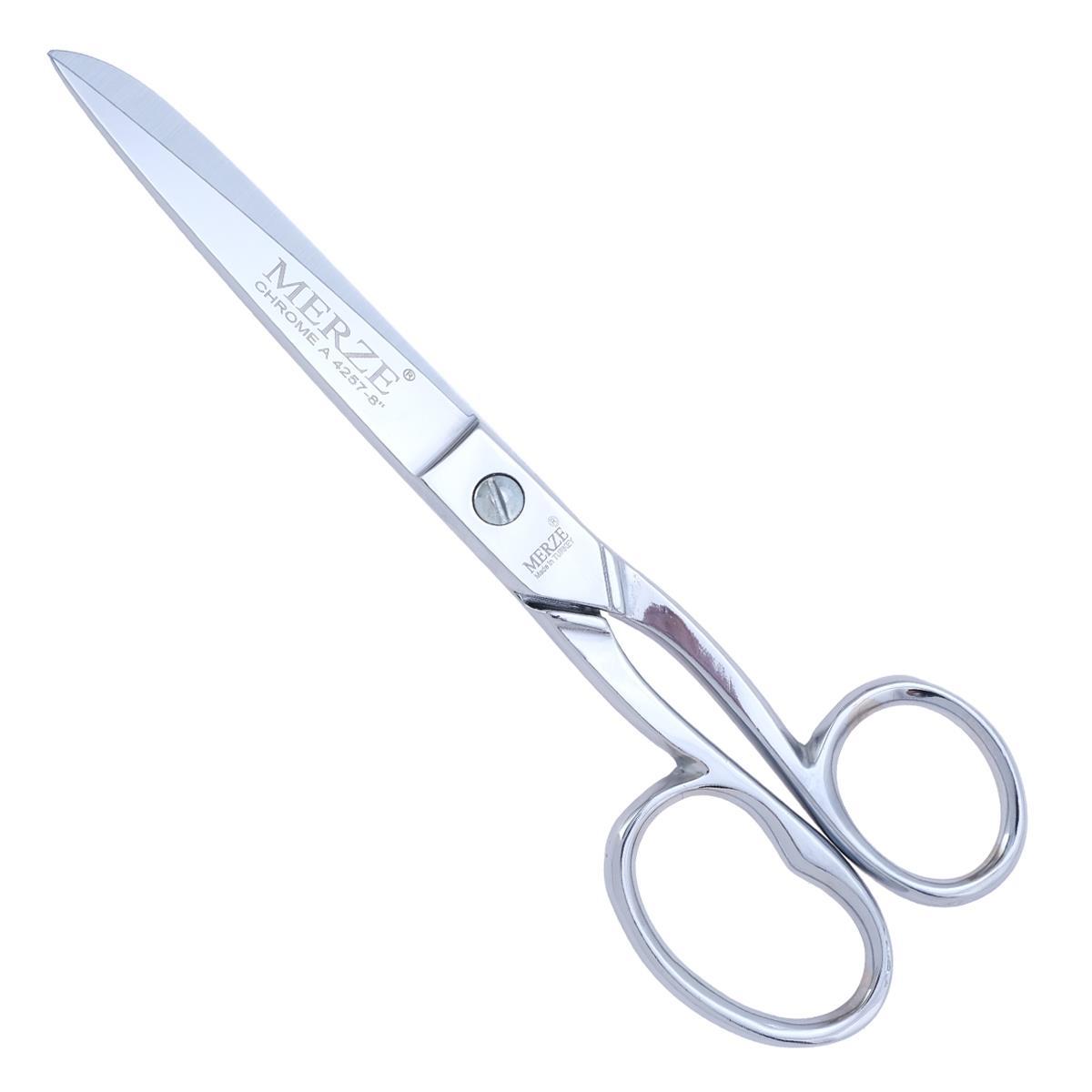 FDM Merze 4257-8 Krom Kaplama Ev Ve Saya Makası Çift Parmak D-165 No:8 (20 cm)