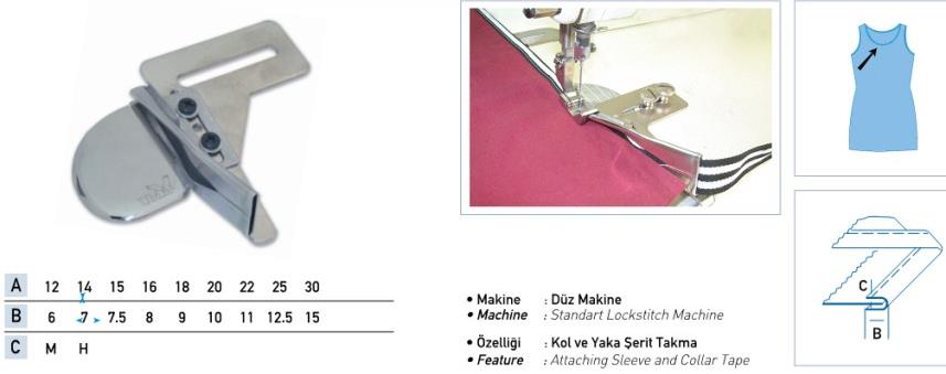 FDM Uma-216 Düz Makine Şerit Katlama Aparatı 22x11 mm