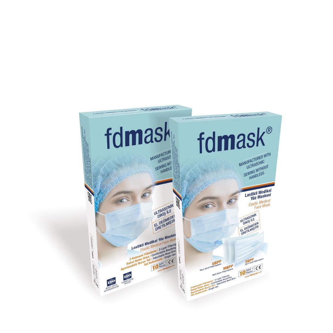 Fdmask Meltblownlu Maske 3 Katlı Telli Ultrasonik 10 Adet