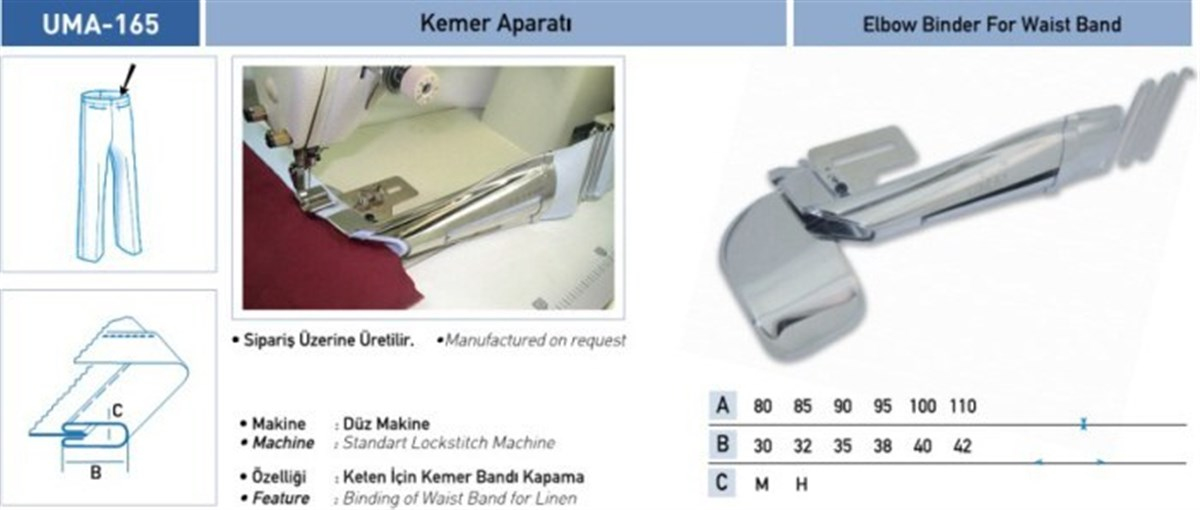 Uma-165-D Düz Makine Biye Pat Aparatı