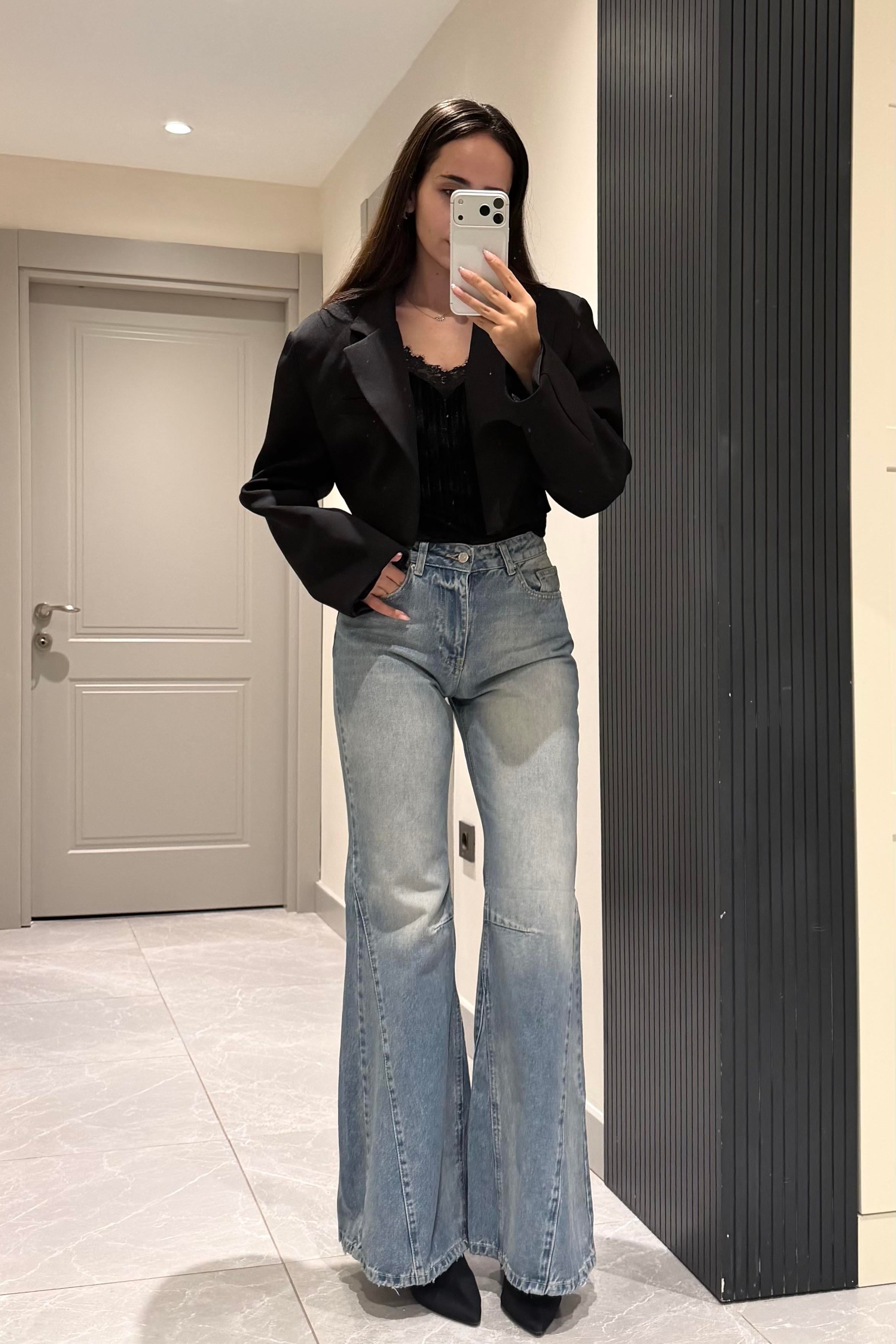Açık Mavi Premium İspanyol Jean - Kadın Jeans Modelleri - Nazliye Moda | Kadın Giyim Modası